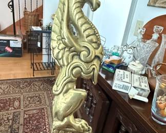 Vintage Brass Dragon and Lion Motif Letter Opener