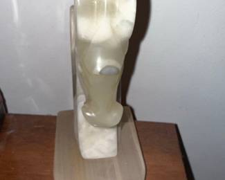 Vintage Carved Banded Onyx Horse Head Bookend