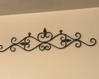 Decorative Wrought Iron Scroll Wall Pediment with Fleur-de-lis Accents
