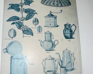 Vintage French Educational Poster 'Le Café' (No. 144) by Deyrolle
