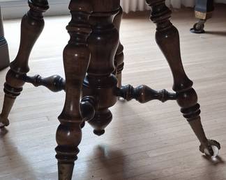 Victorian Adjustable Piano Stool with Glass Ball and Claw Feet by H. Holtzman & Sons