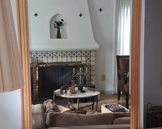 Large Rectangular Light Wood Framed Wall Mirror