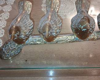 Vintage Brass Five Birds on Branch Figurine