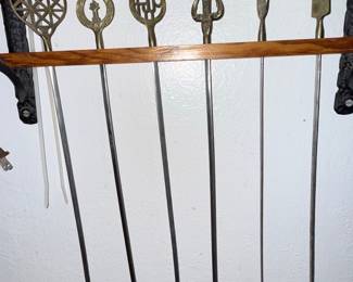 Vintage "Tarzan Inox" Turkish Brass and Stainless Steel Skewers
