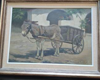 Aladár Edvi Illés, Donkey and Cart Oil Painting