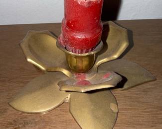 Vintage Brass Lotus Flower Candle Holder
