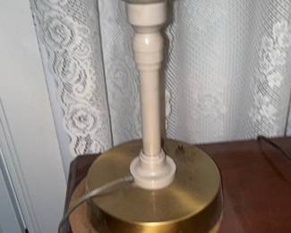 Mid-Century Modern Brass and Enamel Saucer Table Lamp