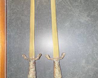 Vintage Ornate Brass Sword-Form Letter Openers