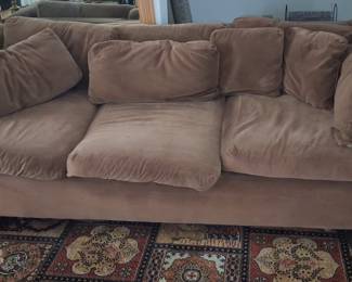 Contemporary Brown Velvet Three-Seater Sofa
