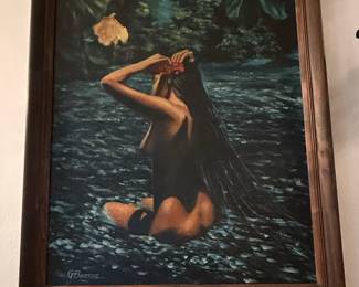 G. Benson Original Oil Painting of a Seated Nude