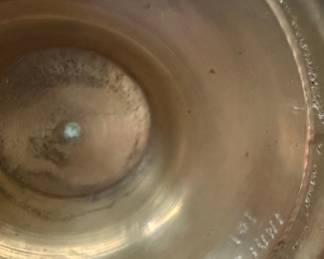 Vintage Solid Brass Trumpet Vase with Floral Etching