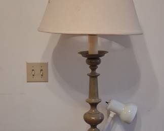 Vintage Brass Candlestick Table Lamp with Scroll Feet