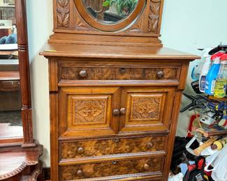 Beautiful Burl Walnut Chest w/ mirror