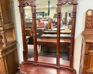 Mahogany Pier Mirror w/ Drawer