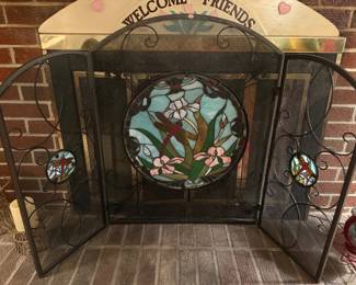 Stained glass fire screen