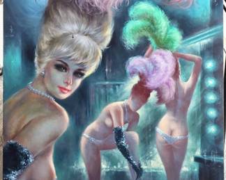 36 x 24 Oil on masonite showgirls.