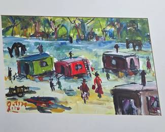 1960s School of Paris gouache by Pito.