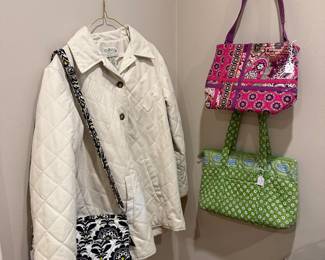 Orvis quilted barn coat; Vera Bradley handbags