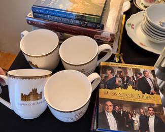 Downton Abbey & British Royalty collector's mugs, DVDs and books