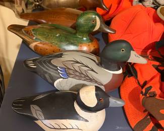 Signed Duck Decoys & belt buckle