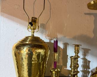 Brass lamp & candleholders
