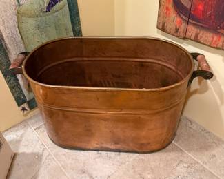 Antique copper boiler wash tub