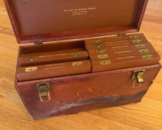 Linde Air Products 1940's-mid 50's Executive Presentation Master Set; trunk, 7 leather inner cases; 2 "Process Data" archival folders