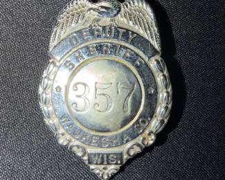 Vintage, obsolete law enforcement badge for Deputy Sheriff, Waukesha County, WI