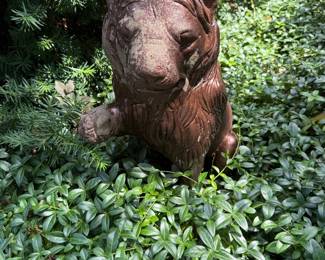 painted concrete lion statue