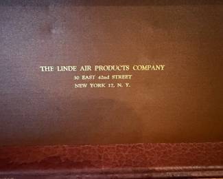 Linde Air Products 1940's-mid 50's Executive Presentation Master Set; trunk, 7 leather inner cases; 2 "Process Data" archival folders