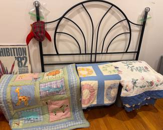 Full size headboard; quilts