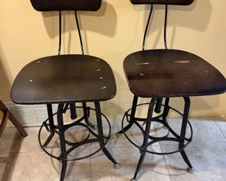 Vintage swivel wooden draftsman/drafting bar stools