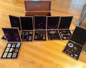 Linde Air Products 1940's-mid 50's Executive Presentation Master Set; trunk, 7 leather inner cases; 2 "Process Data" archival folders