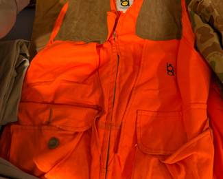 Vintage Bob Allen Blaze Orange Upland Game hunting vest & Hunting brush pants, size L