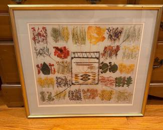 Framed Navajo Rug Dye Chart