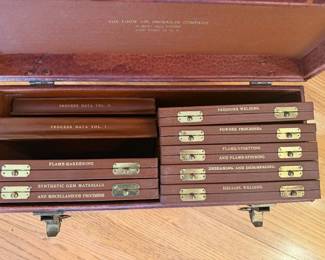 Linde Air Products 1940's-mid 50's Executive Presentation Master Set; trunk, 7 leather inner cases; 2 "Process Data" archival folders