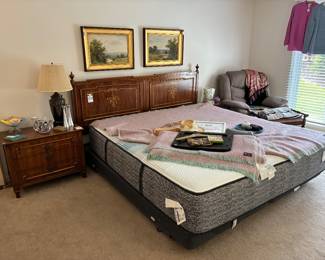 John Widdicomb Side Table, Candlestick Holders , Decorative Lamps, Wall Art, Bedframe, Bedding, Clothing