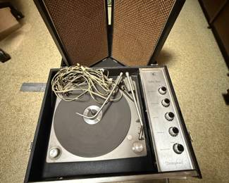 vintage Voice of Music (V-M) Model 382 MCM portable stereophonic record player