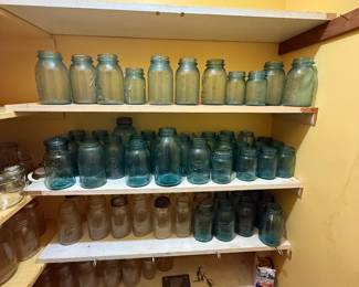 antique aqua blue glass Ball Mason jars