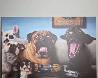 Canvas Artwork of Dogs Playing Games