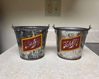 Schlitz Metal Buckets with Logos