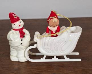 Snowman and Sleigh Figurines