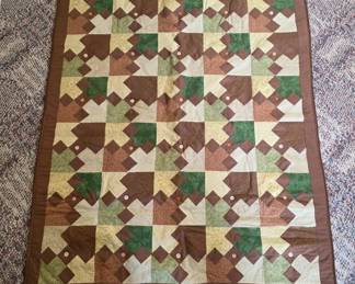 Handmade Quilted Fabric Throw Blanket
