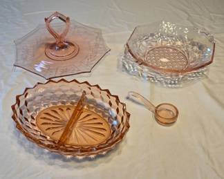 Pink Depression Glass Serving Pieces