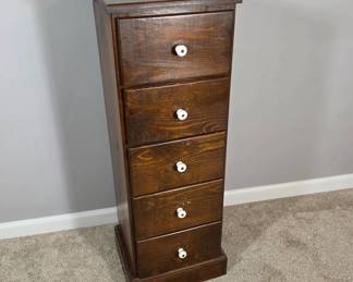 Solid Wood Five-Drawer Storage Unit