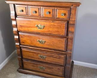 Wooden Chest of Drawers with Brass Pulls