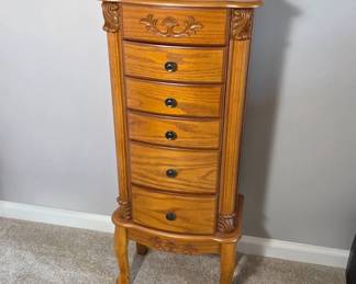 Wooden Jewelry Armoire with Mirror