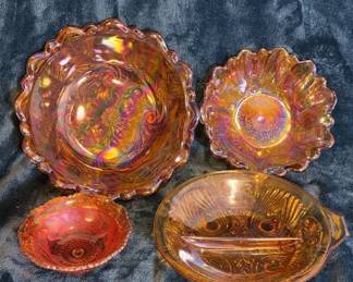 Marigold Carnival Glass Bowls