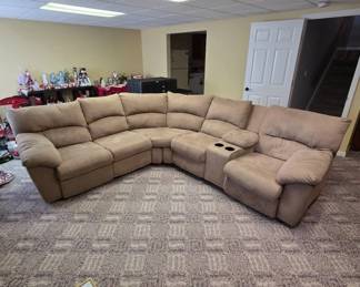 Tan Microfiber Reclining Sectional
