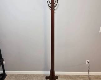 Wooden Coat Rack with Brass Hooks